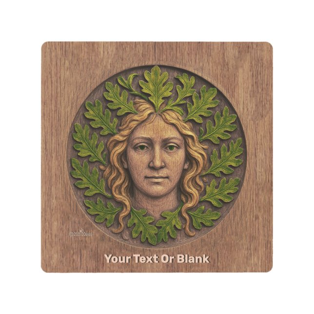 緑の女性 – 木材 メタルプリント (正面)