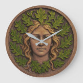 緑の女性 – 木材 ラージ壁時計 (正面)