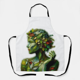 緑の女性 – 白い背景 エプロン