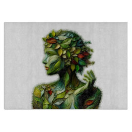 緑の女性 – 白い背景 カッティングボード