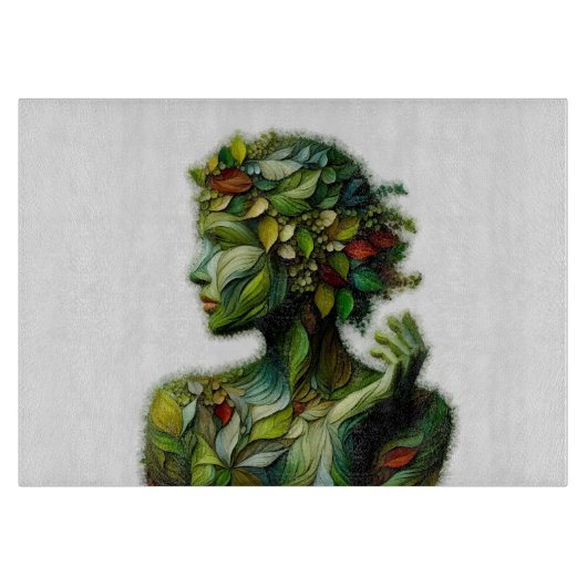 緑の女性 – 白い背景 カッティングボード (正面)