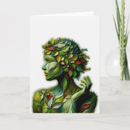 緑の女性 – 白い背景 カード