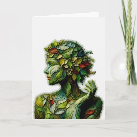 緑の女性 – 白い背景 カード (正面)