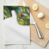 緑の女性 – 白い背景 キッチンタオル (四つ折り)