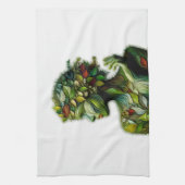 緑の女性 – 白い背景 キッチンタオル (縦)