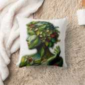 緑の女性 – 白い背景 クッション (ブランケット)