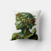 緑の女性 – 白い背景 クッション (裏面)