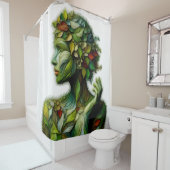 緑の女性 – 白い背景 シャワーカーテン (インサイチュ)