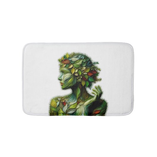 緑の女性 – 白い背景 バスマット (正面)