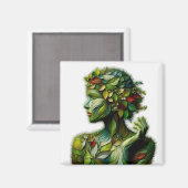 緑の女性 – 白い背景 マグネット (正面/裏面)