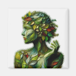 緑の女性 – 白い背景 マグネット