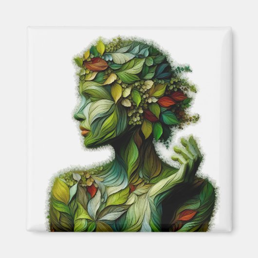 緑の女性 – 白い背景 マグネット (正面)