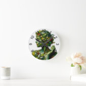 緑の女性 – 白い背景 ラウンド壁時計 (ホーム)