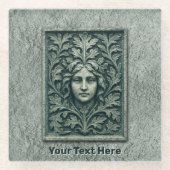 緑の女性 – 石 ガラスコースター (正面)