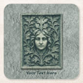 緑の女性 – 石 スクエアペーパーコースター (正面)