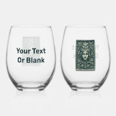 緑の女性 – 石 ステムなしワイングラス (裏面)