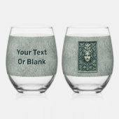 緑の女性 – 石 ステムなしワイングラス (裏面)