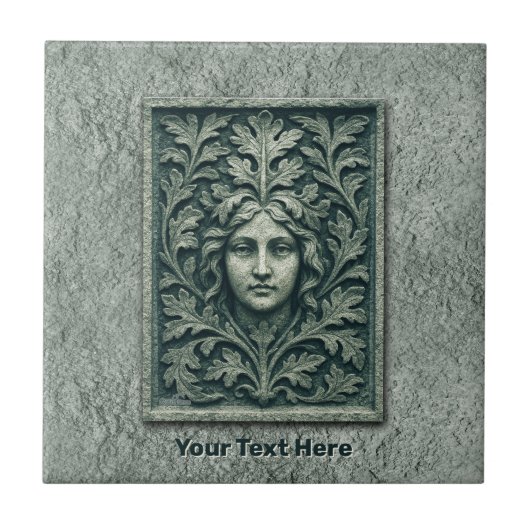 緑の女性 – 石 タイル (正面)