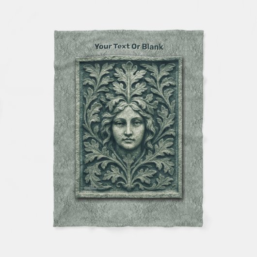 緑の女性 – 石 フリースブランケット (正面)