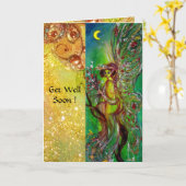 緑の妖精と金ゴールドのフローラが早く元気になる カード (黄色い花)