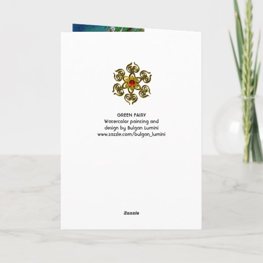 緑の妖精のクリスマスの願い シーズンカード (裏面)