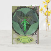 緑の妖精の月の挨拶状 カード (黄色い花)