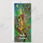 緑の妖精の黄色の青の赤い銀 招待状 (正面)