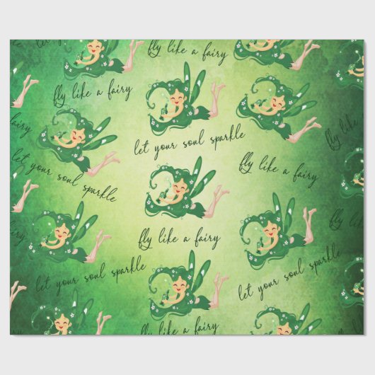 緑の妖精はあなたの精神の輝きがAの妖精のように飛ぶようにしました ラッピングペーパー (フラット)