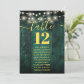 緑の妖精ライト木製テーブル番号座席表 招待状 (スタンド正面)