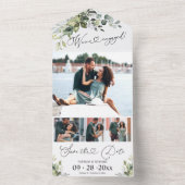 緑の婚約の発表と日付の保存 オールインワン招待状 (内側)