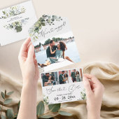 緑の婚約の発表と日付の保存 オールインワン招待状