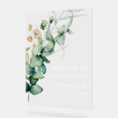 緑の婚約パーティ歓迎 アクリルサイン (傾斜)