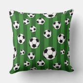 緑の子どもたちサッカーボールのパタストライプーン クッション (裏面)