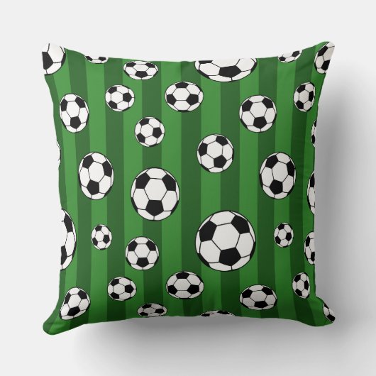 緑の子どもたちサッカーボールのパタストライプーン クッション (裏面)