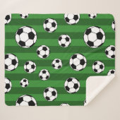 緑の子どもたちサッカーボールのパタストライプーン シェルパブランケット (正面(横))