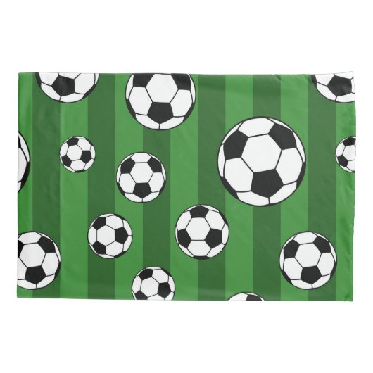 緑の子どもたちサッカーボールのパタストライプーン 枕カバー (裏面)