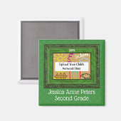 緑の子供の学校の年と写真 マグネット (正面/裏面)