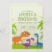 緑の子供の誕生日パーティーへの招待 招待状 (正面/裏面)