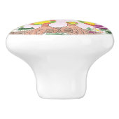 緑の子供部屋部屋の陶磁器のノブの淡いピンクのフクロウ セラミックノブ (側面)