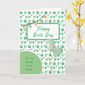 緑の子供 標準, 5" x 7" 折り畳み式グリーティングカード カード (黄色い花)