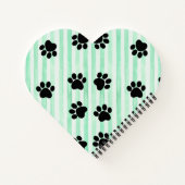 緑の子猫と足のハート型のノートブック ノートブック (裏面)