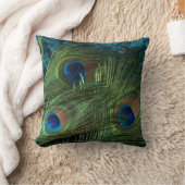 緑の孔雀の羽 クッション (ブランケット)