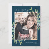 緑の季節の挨拶 |ネイビー写真 シーズンカード (正面)