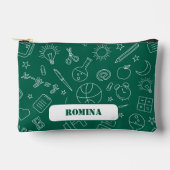 緑の学校要素鉛筆ケース/バッグ アクセサリーポーチ (正面)