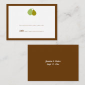 緑の完璧な梨の結婚護衛の座席カード プレイスカード (正面/裏面)