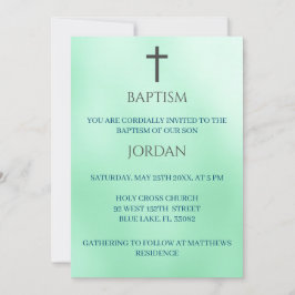 緑の宗教十字洗礼伝統的法 招待状