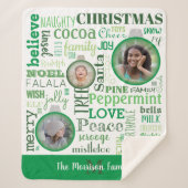 緑の家族写真メリークリスマスシェルパブランケット シェルパブランケット (正面)