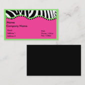 緑の寄宿生の名刺を持つファンキーなシマウマ 名刺 (正面/裏面)