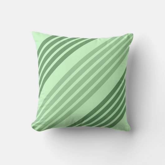 緑の対角線のストライプ装飾用クッション クッション (正面)