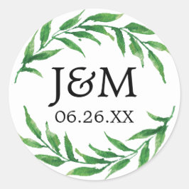 緑の封筒用シール- Favor Stickers ラウンドシール